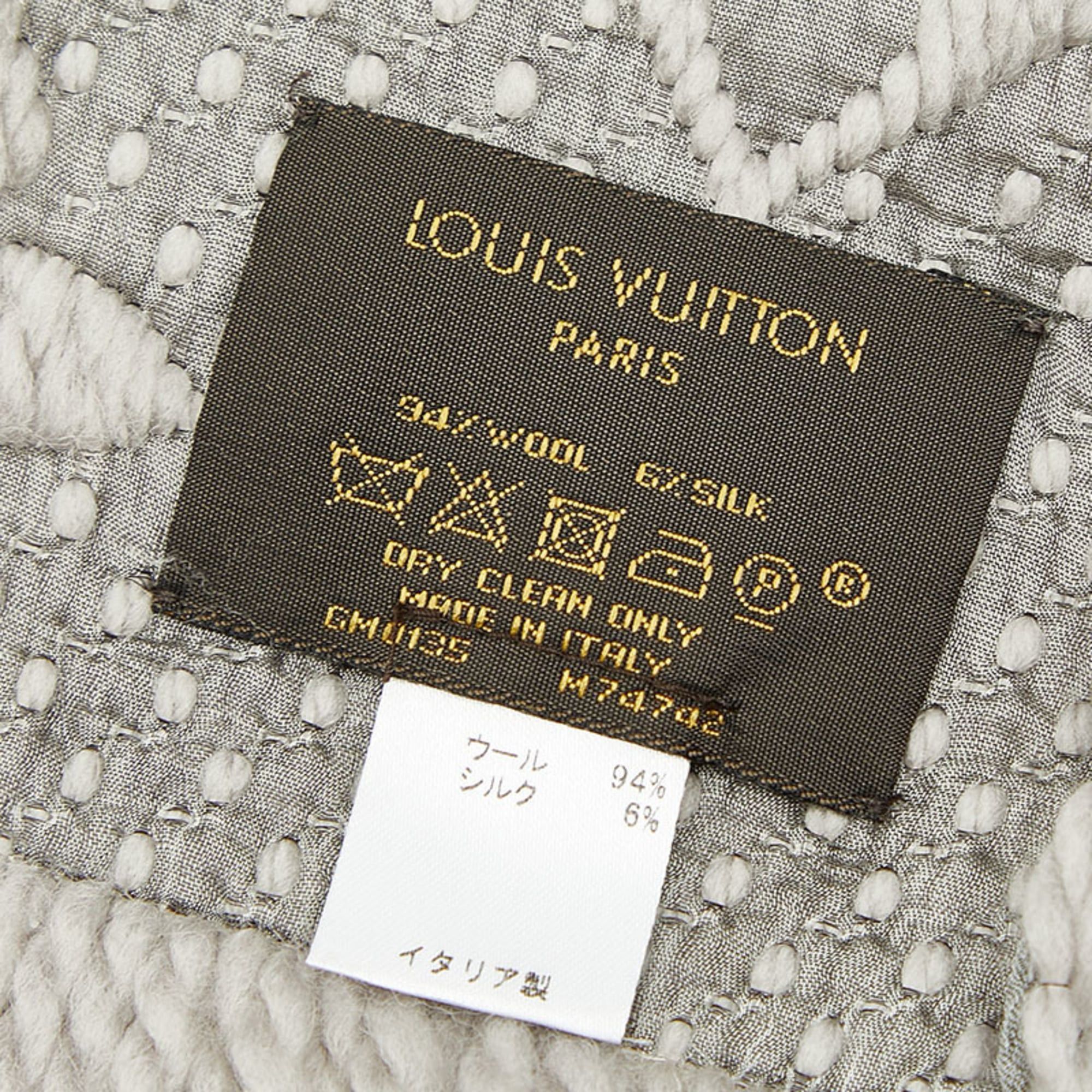 Louis Vuitton Louis Vuitton Echarpe Logomania Scarf M74742 Griperle Gray Wool and Silk Women's LOUIS VUITTON Size ONE SIZE - 3 Thumbnail