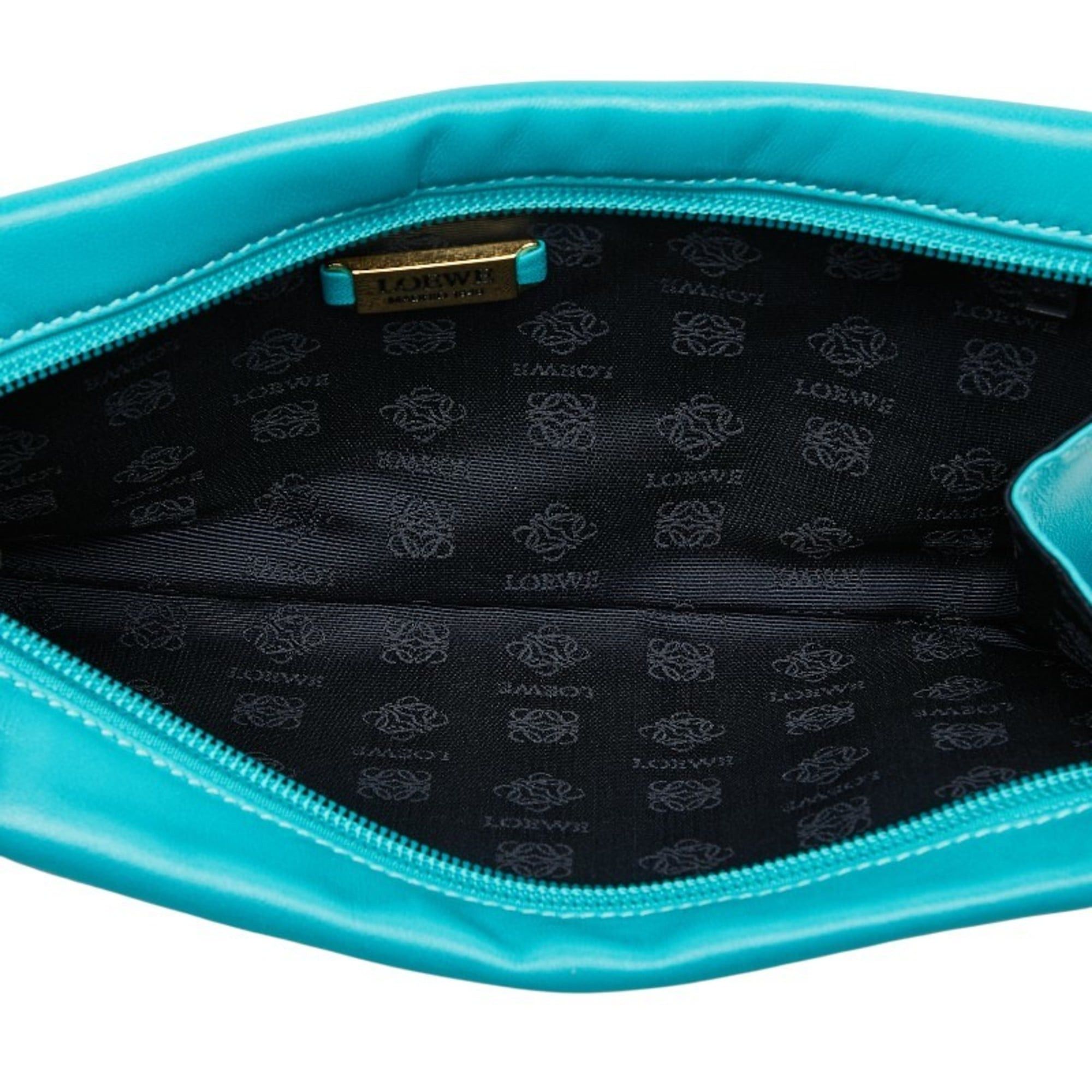 Loewe LOEWE logo clutch bag in teal blue leather for women Size ONE SIZE - 6 Thumbnail