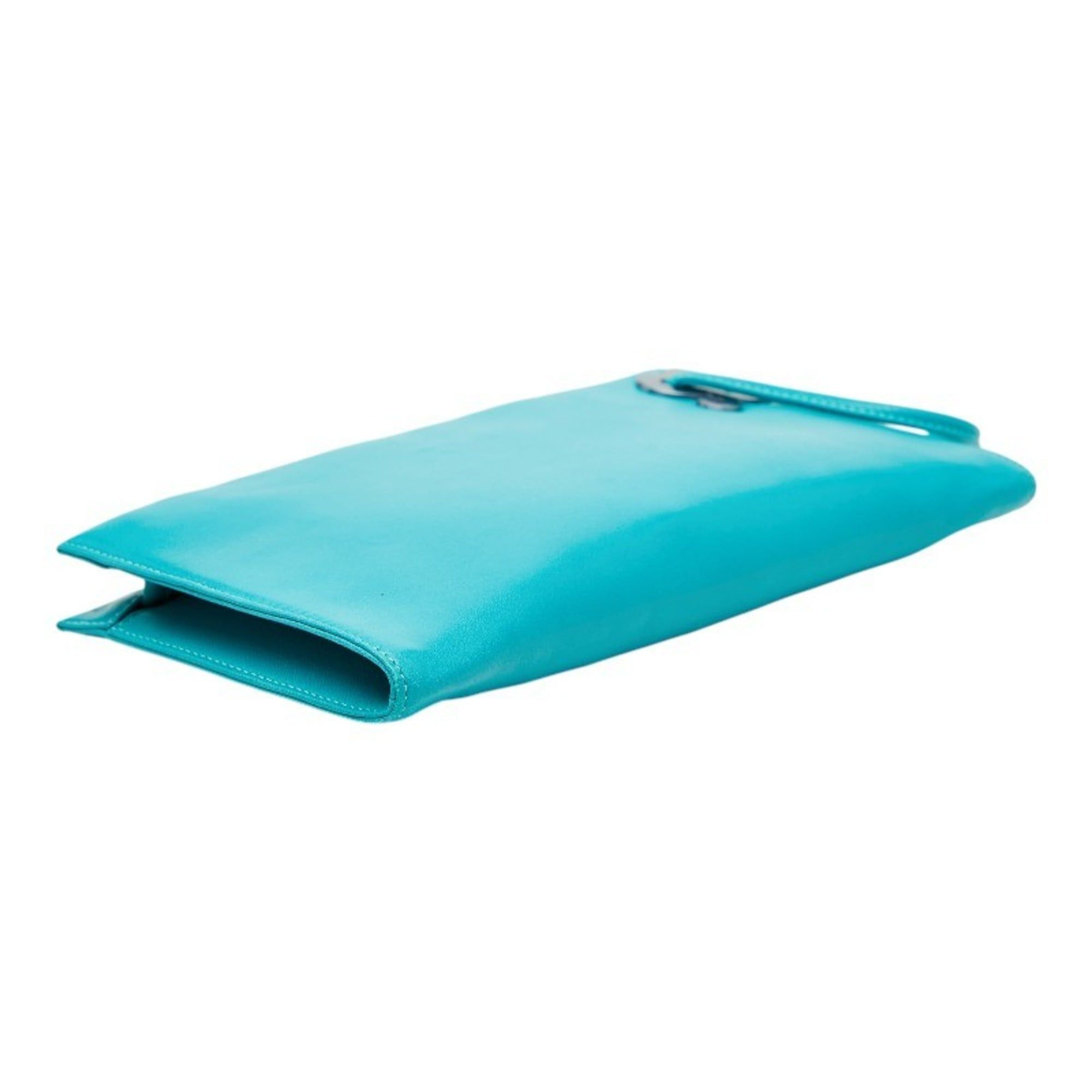 Loewe LOEWE logo clutch bag in teal blue leather for women Size ONE SIZE - 5 Thumbnail