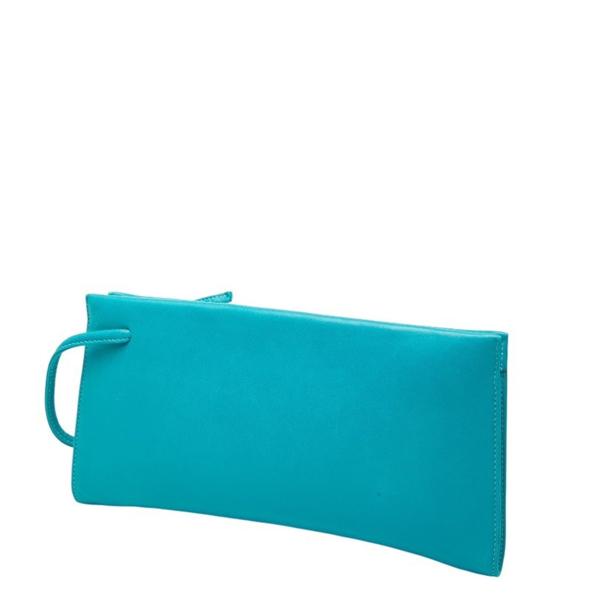 Loewe LOEWE logo clutch bag in teal blue leather for women Size ONE SIZE - 2 Thumbnail