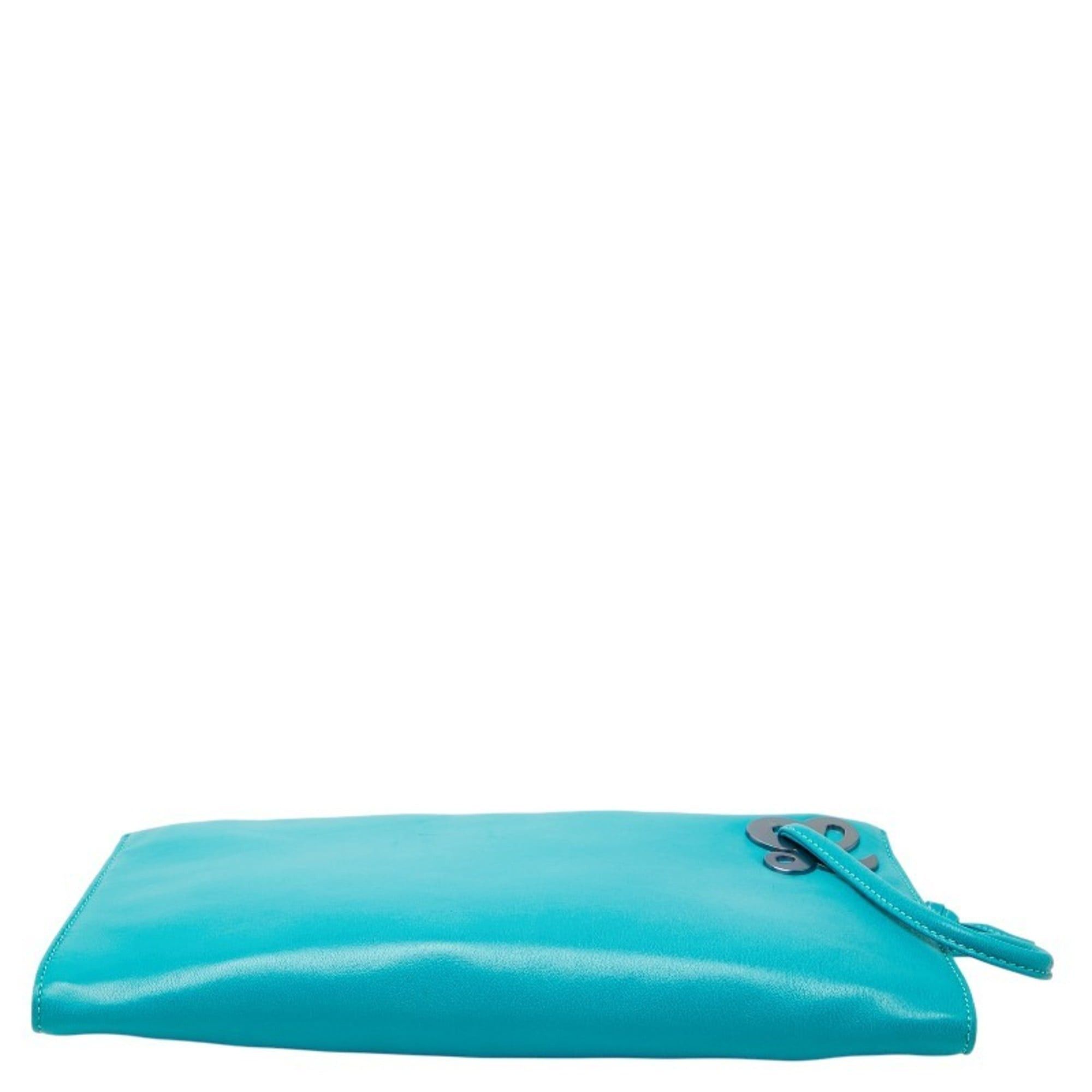 Loewe LOEWE logo clutch bag in teal blue leather for women Size ONE SIZE - 3 Thumbnail