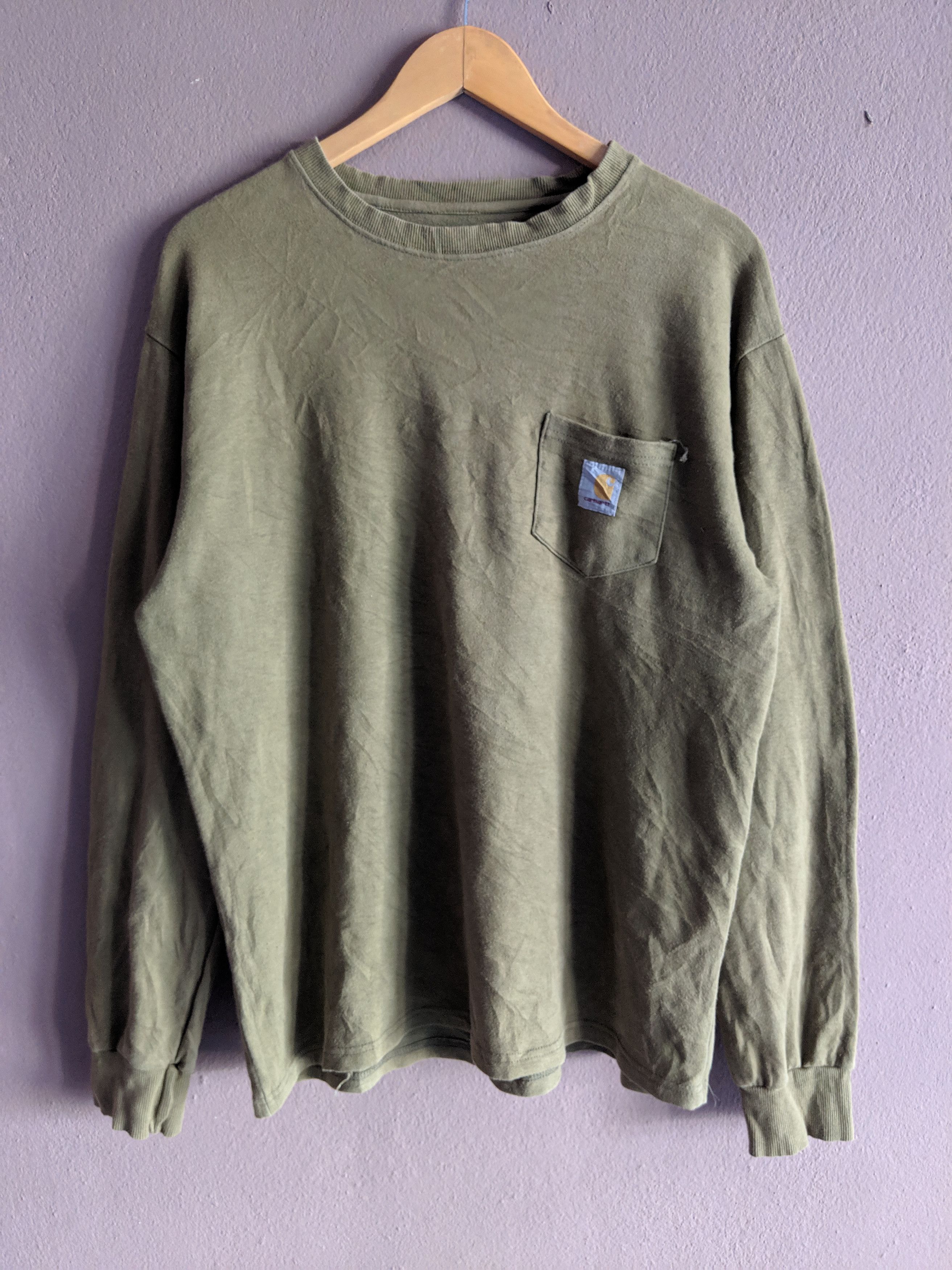 Carhartt × Carhartt Wip × Vintage Vintage 90s carhartt longsleeve pocket tee olive green made in usa Size US XL / EU 56 / 4 - 1 Thumbnail