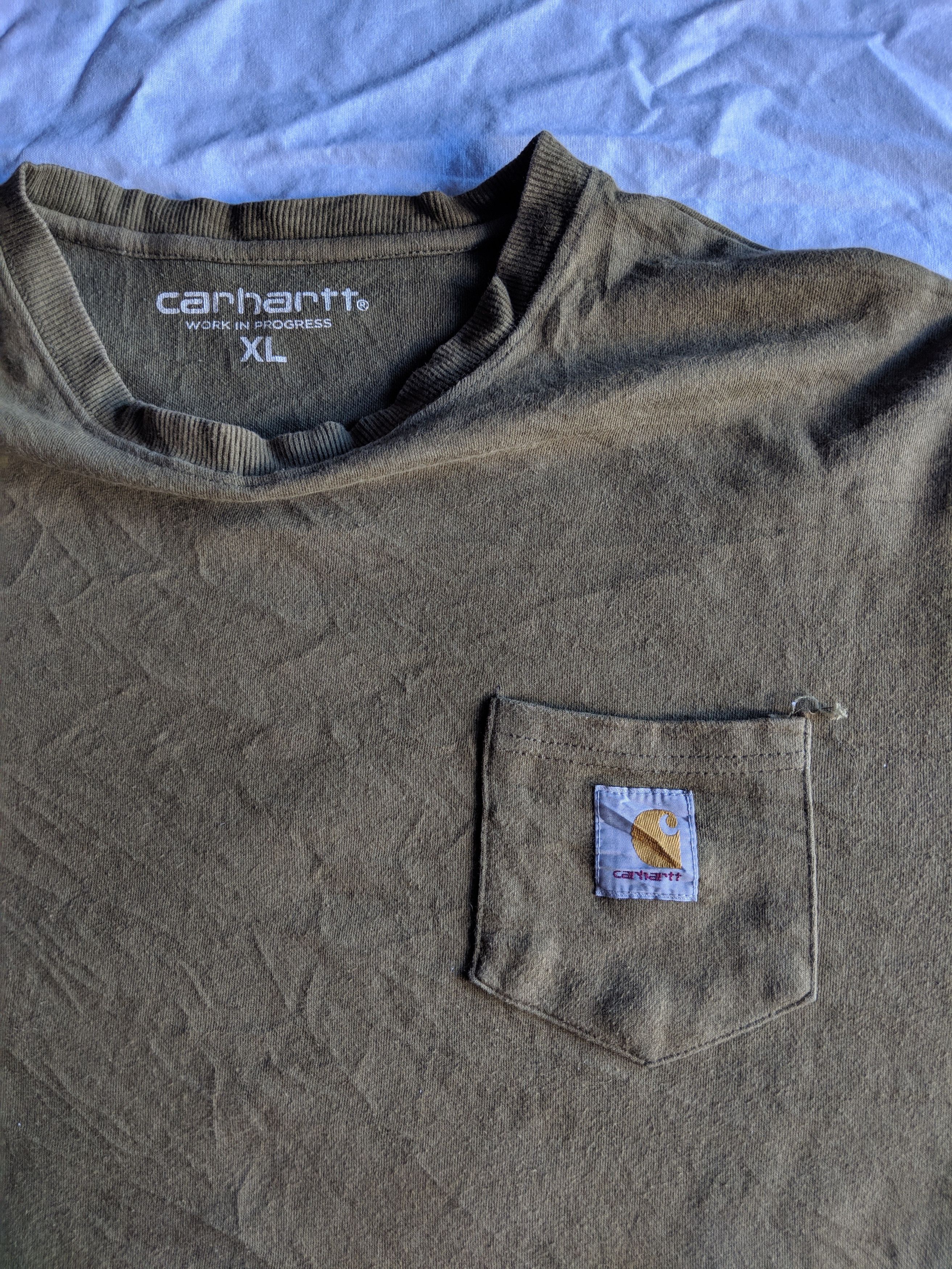 Carhartt × Carhartt Wip × Vintage Vintage 90s carhartt longsleeve pocket tee olive green made in usa Size US XL / EU 56 / 4 - 2 Thumbnail