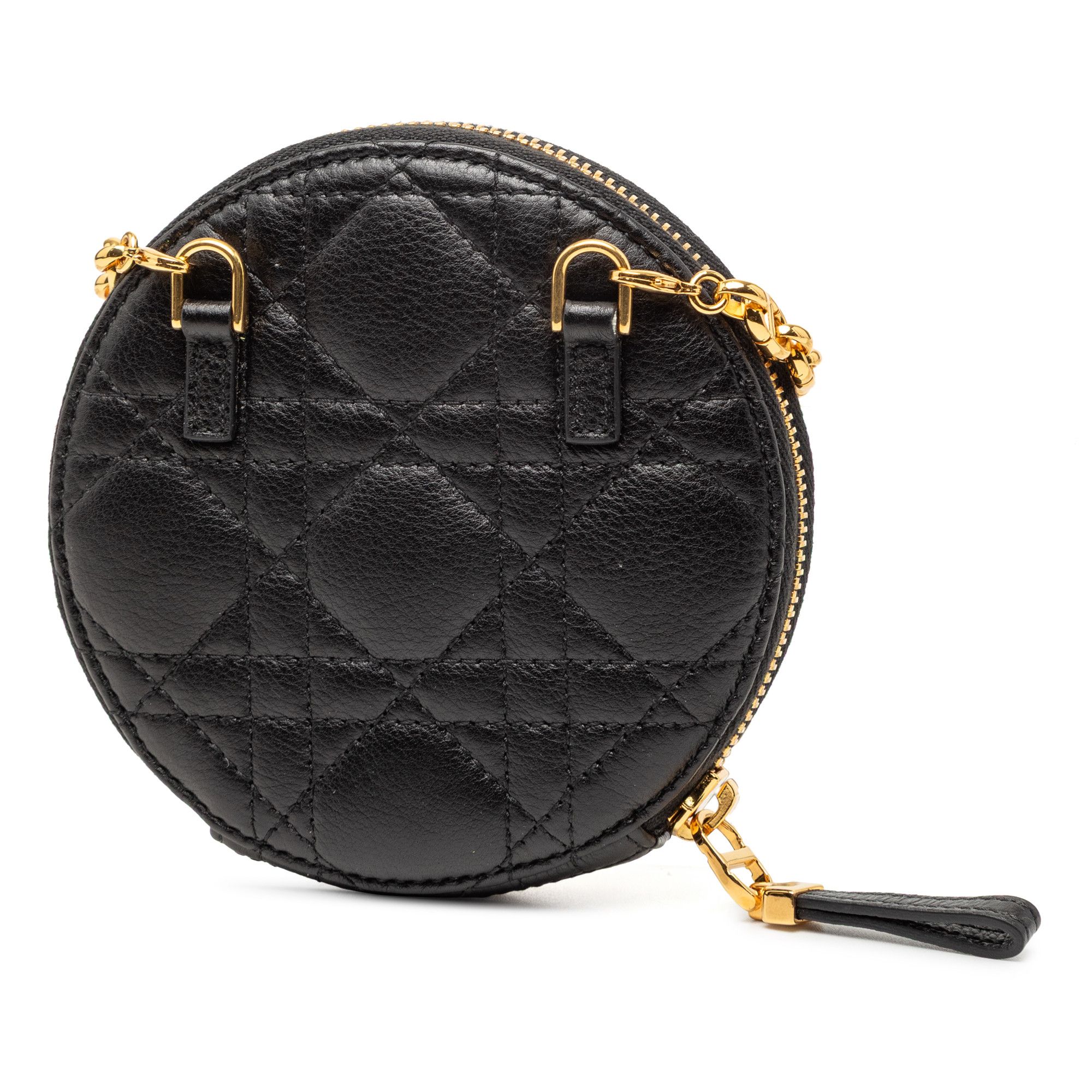Dior Calfskin Cannage Round Caro Pouch with Chain