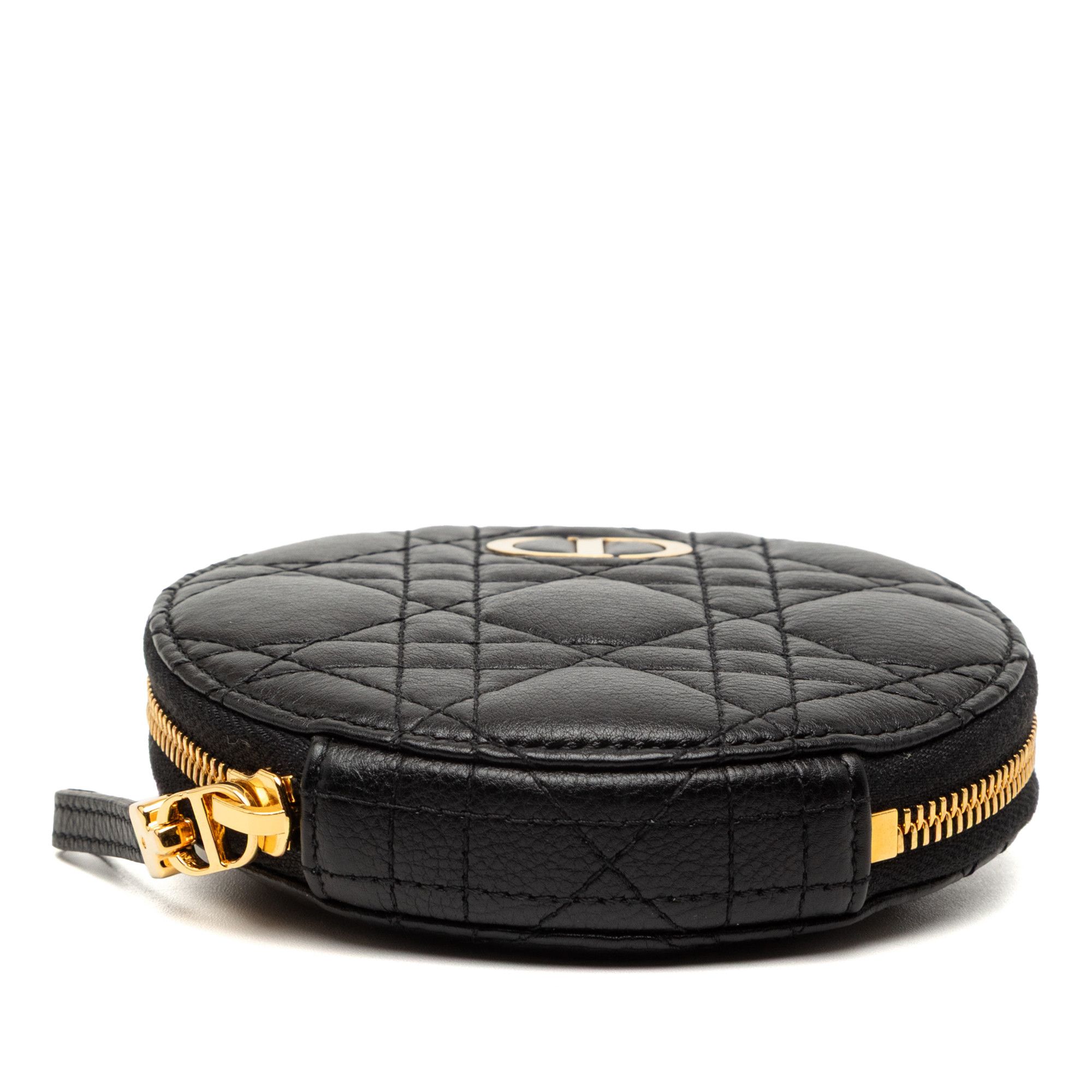 Dior Calfskin Cannage Round Caro Pouch with Chain
