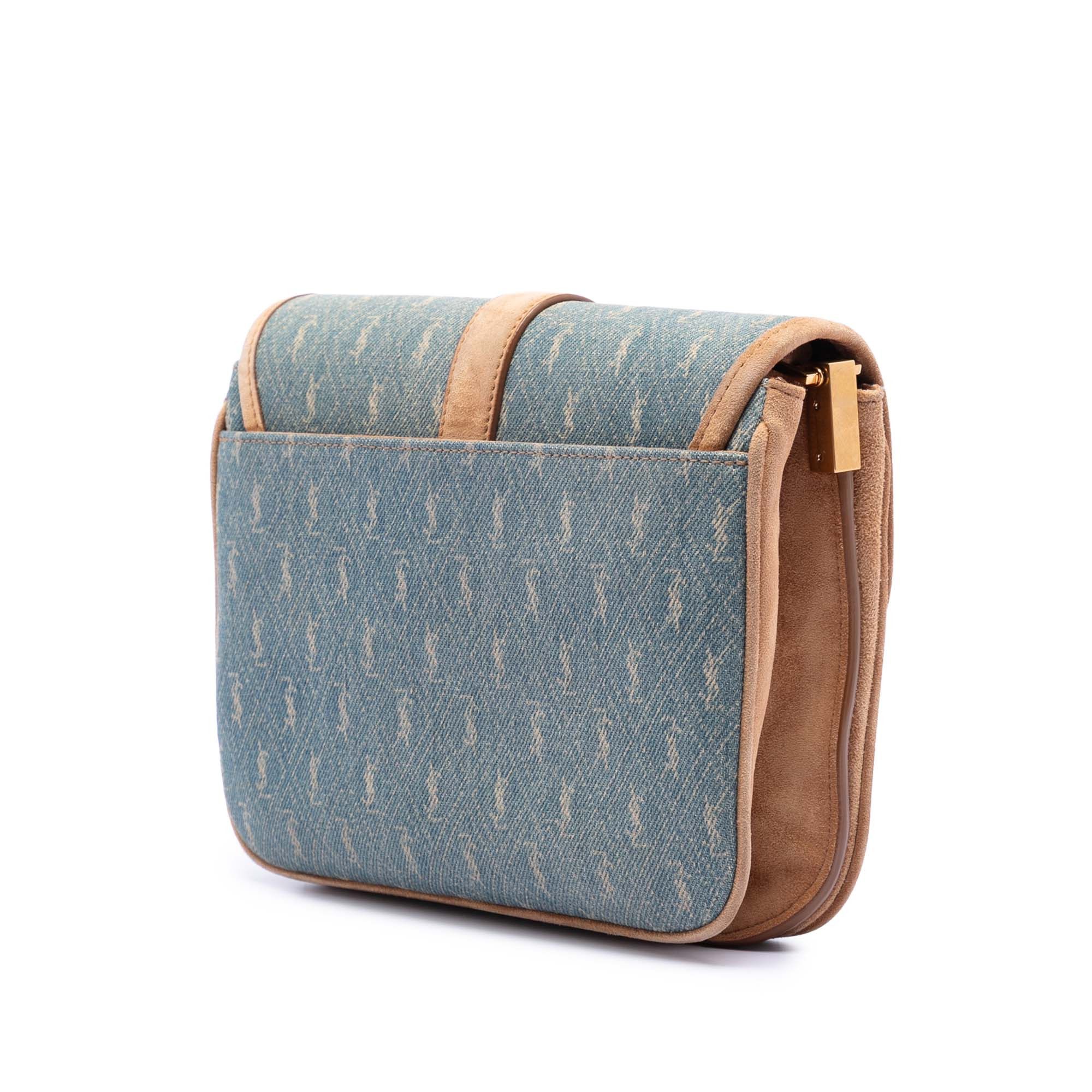 Yves Saint Laurent Yves Saint Laurent Suede Trimmed Denim Monogram Allover Crossbody Size ONE SIZE - 2 Thumbnail