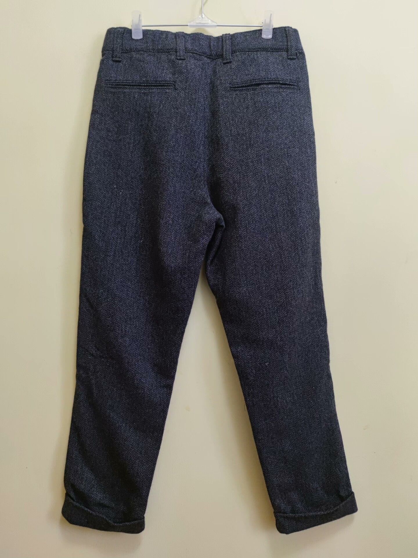 Vintage Japan Blue Herringbone Wool Tapered Pants Size US 30 / EU 46 - 4 Thumbnail