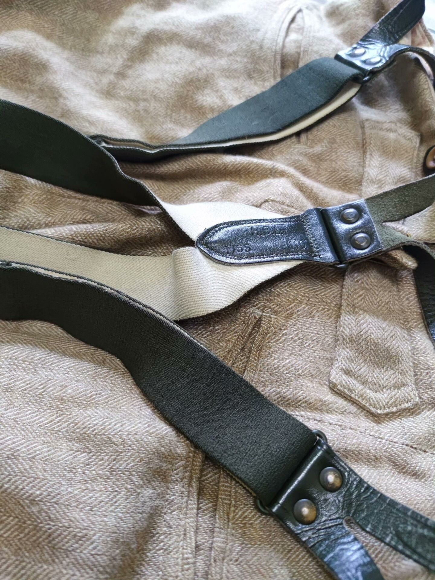 Ziggy Chen Men's Wool Suspenders with Herringbone Pattern Size US 34 / EU 50 - 7 Thumbnail