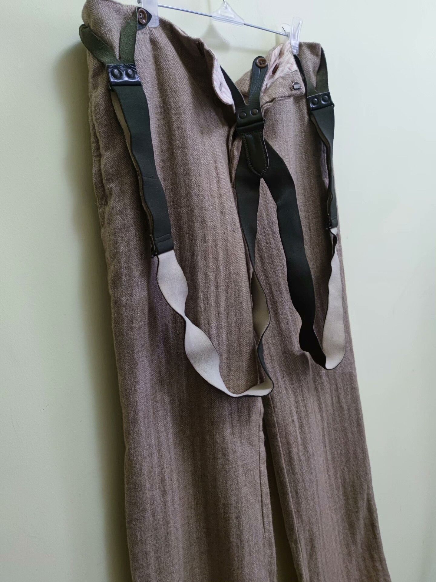 Ziggy Chen Men's Wool Suspenders with Herringbone Pattern Size US 34 / EU 50 - 2 Thumbnail