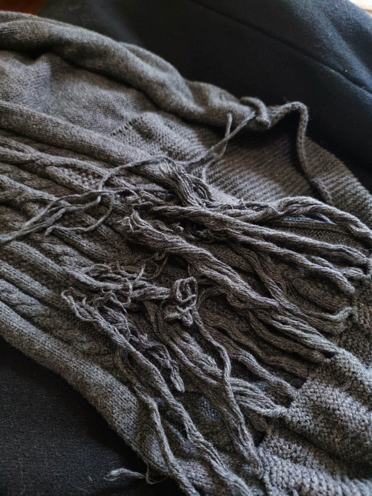 The Viridi-anne Thick Gray Wool Blend Scarf Size ONE SIZE - 5 Thumbnail