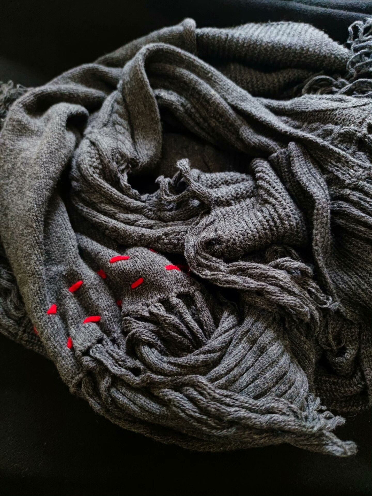The Viridi-anne Thick Gray Wool Blend Scarf Size ONE SIZE - 3 Thumbnail