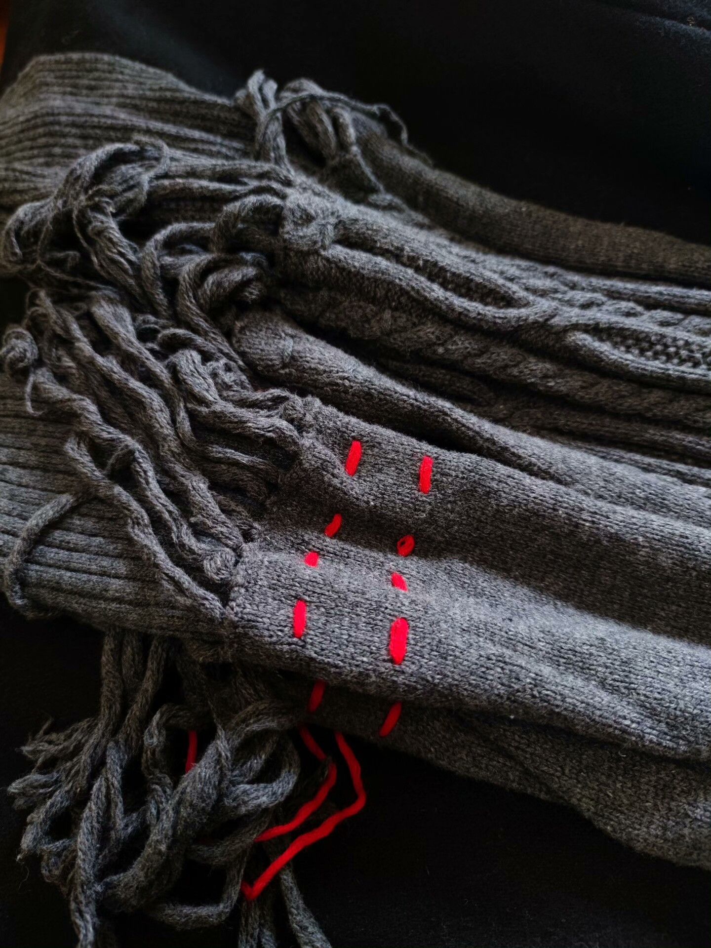 The Viridi-anne Thick Gray Wool Blend Scarf Size ONE SIZE - 6 Thumbnail