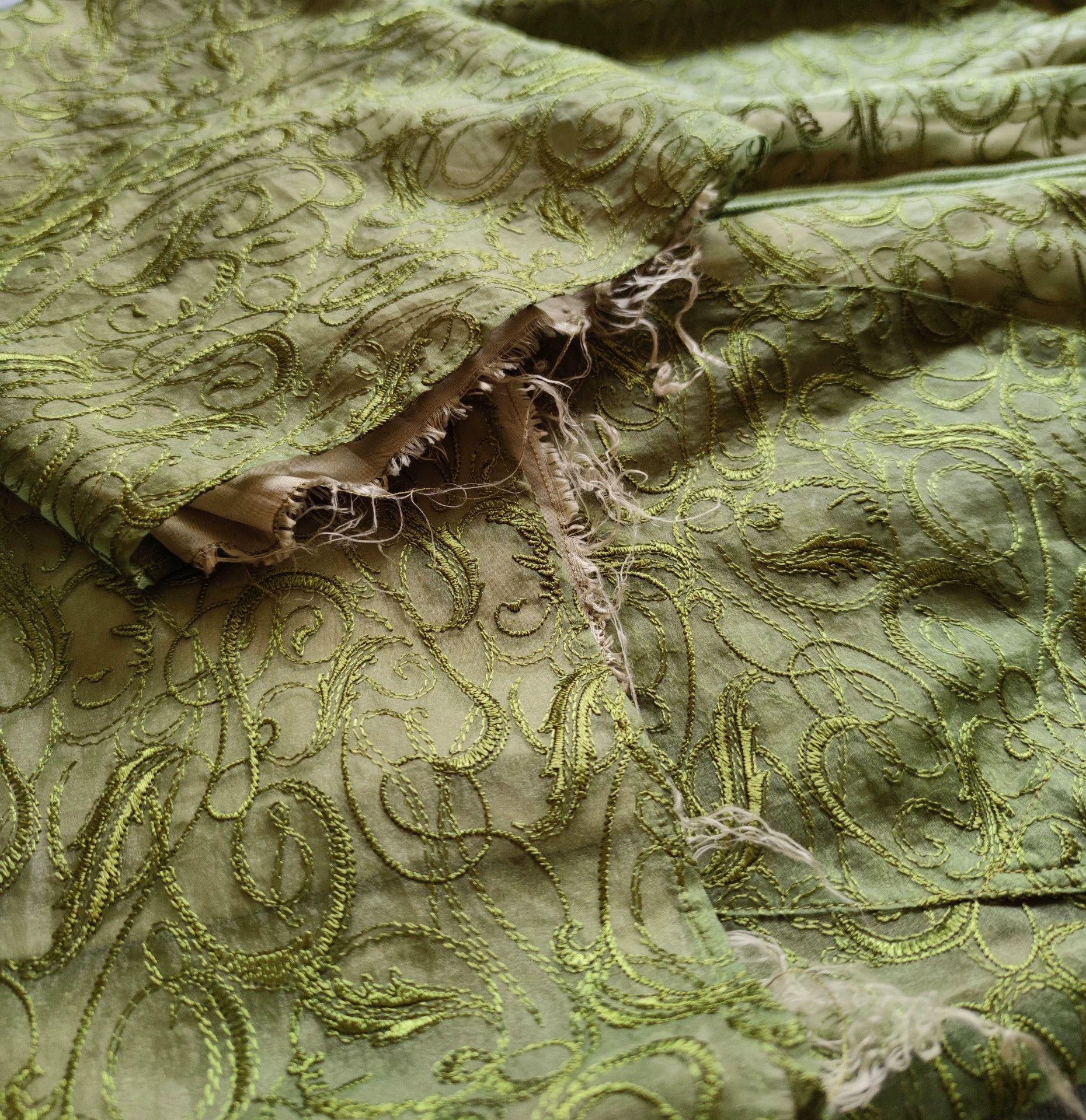 Sulvam Embroidered Green Wide-Leg Trousers Size US 26 / EU 42 - 6 Thumbnail