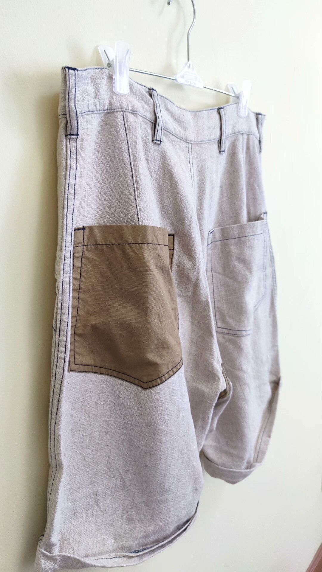 Bleu De Paname Stylish Color-Block Linen Work Shorts Size US 32 / EU 48 - 4 Thumbnail