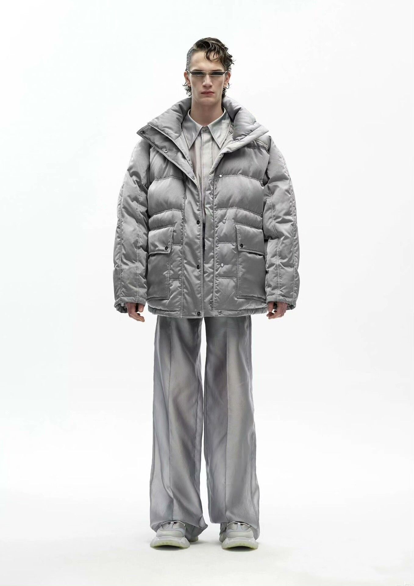 ANGEL CHEN Silver Oversized Puffer Jacket by Angel Chen Size US M / EU 48-50 / 2 - 2 Thumbnail