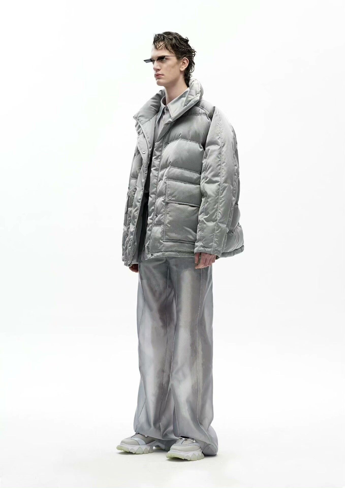 ANGEL CHEN Silver Oversized Puffer Jacket by Angel Chen Size US M / EU 48-50 / 2 - 3 Thumbnail