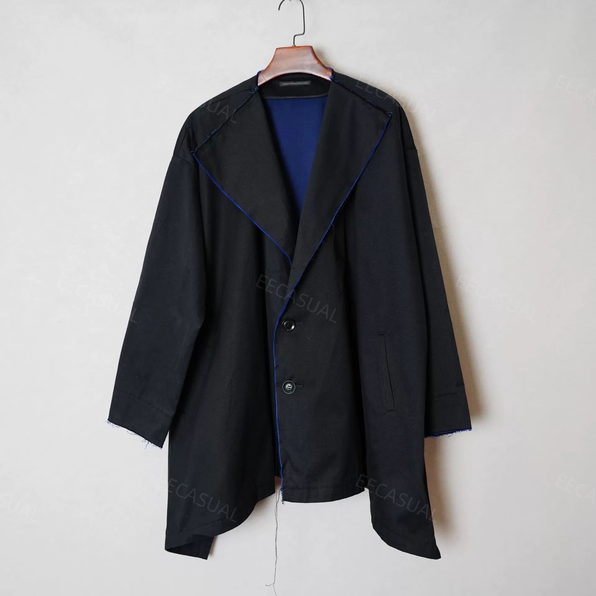 Y's Asymmetric Blue Trimmed Y's Coat Size M / US 6-8 / IT 42-44 - 2 Thumbnail