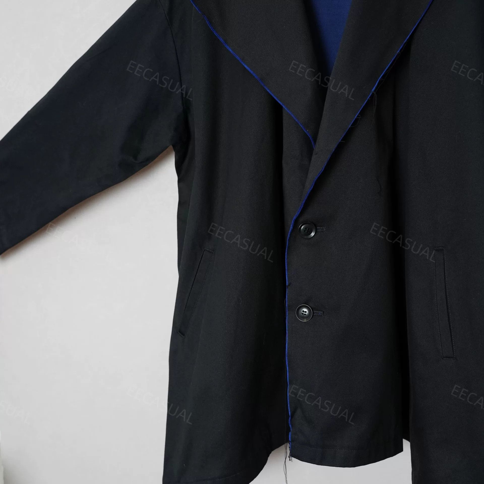 Y's Asymmetric Blue Trimmed Y's Coat Size M / US 6-8 / IT 42-44 - 6 Thumbnail