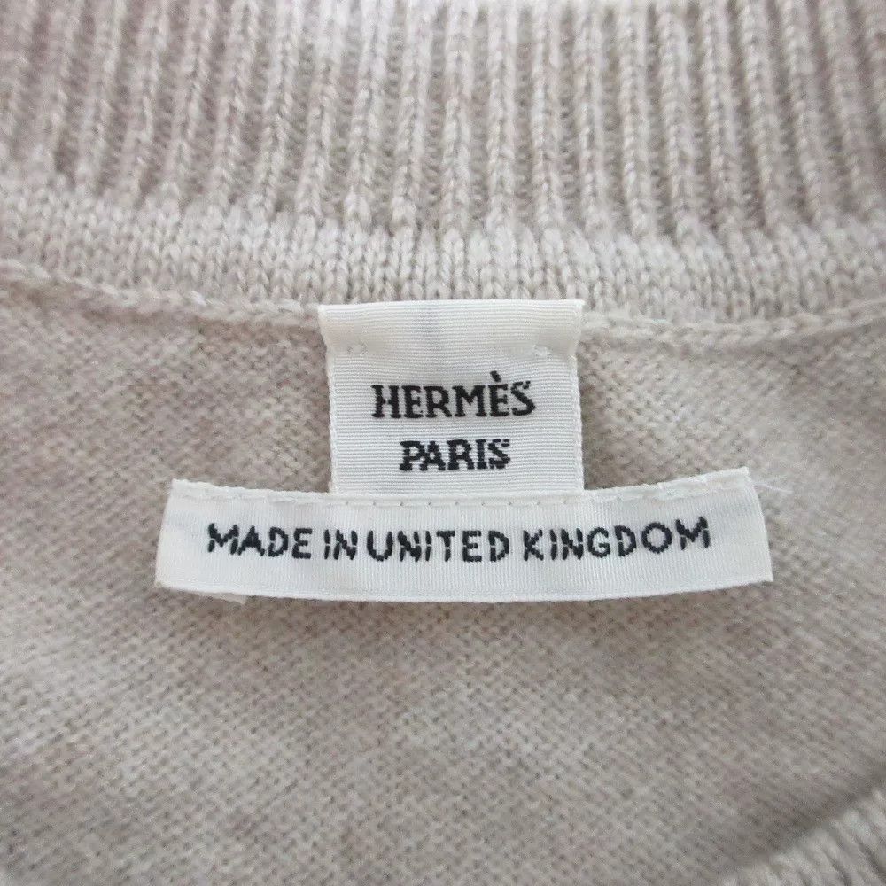 Hermes Hermes Beige Cashmere Short Sleeve Sweater Size S / US 4 / IT 40 - 8 Thumbnail