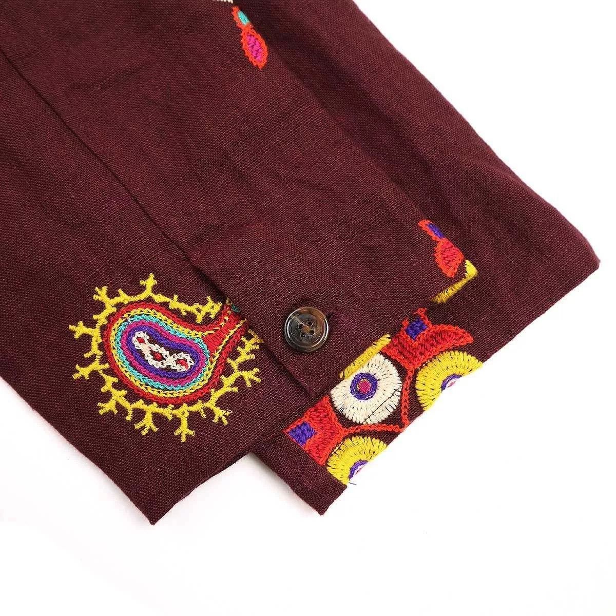Bode BODE Peacock Embroidery Linen Pullover Shirt Size M / US 6-8 / IT 42-44 - 4 Thumbnail