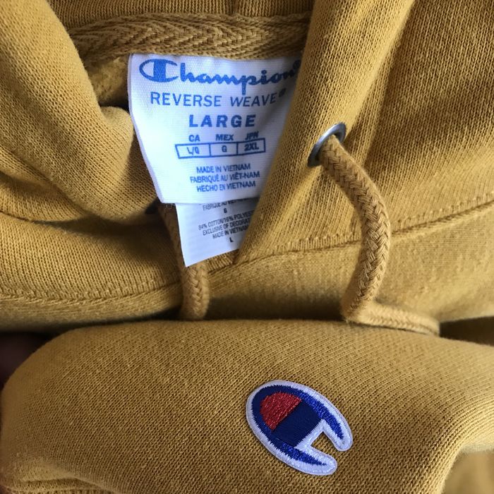 Champion MUSTARD REVERSE WEAVE HOODIE Grailed