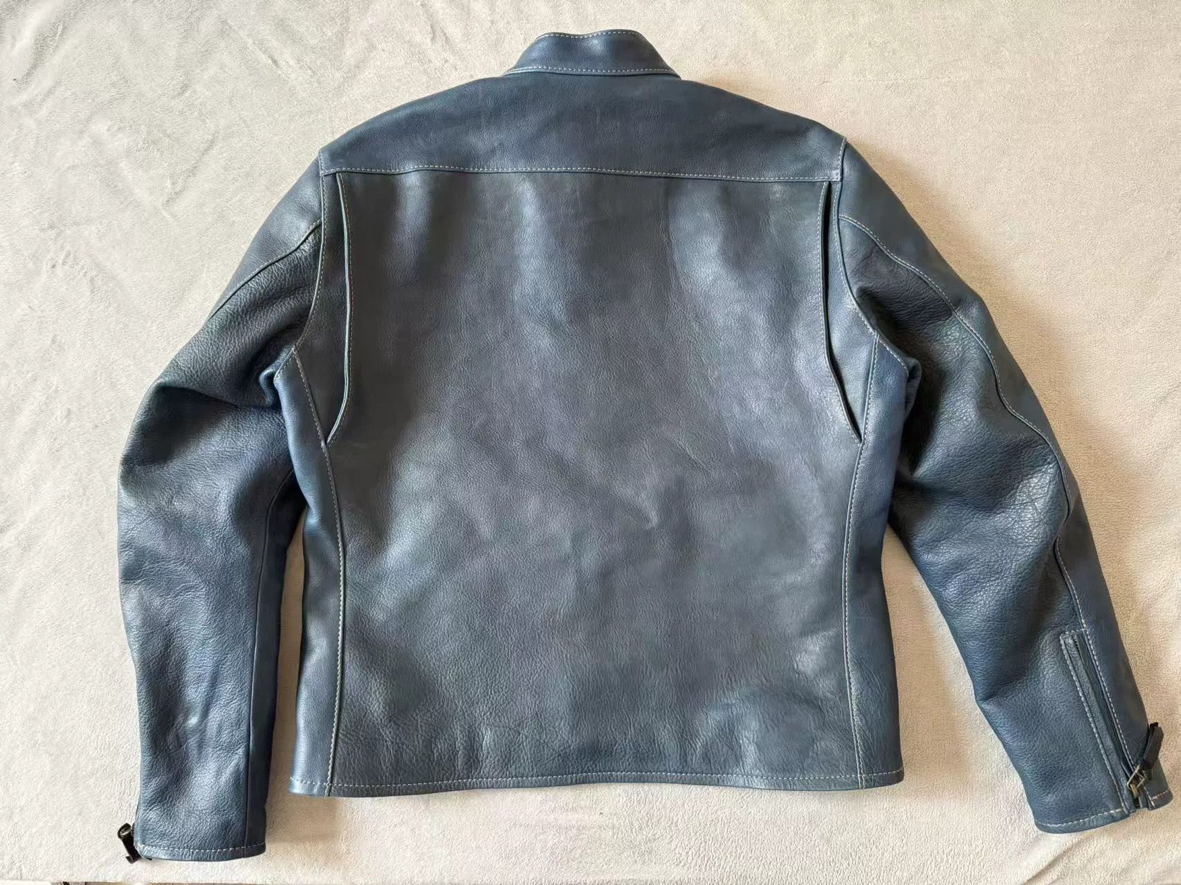 Other Tenjin Works JT01 Cobalt Blue Leather Jacket Size US XS / EU 42 / 0 - 2 Thumbnail
