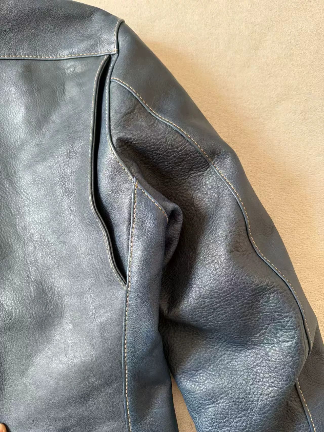 Other Tenjin Works JT01 Cobalt Blue Leather Jacket Size US XS / EU 42 / 0 - 5 Thumbnail