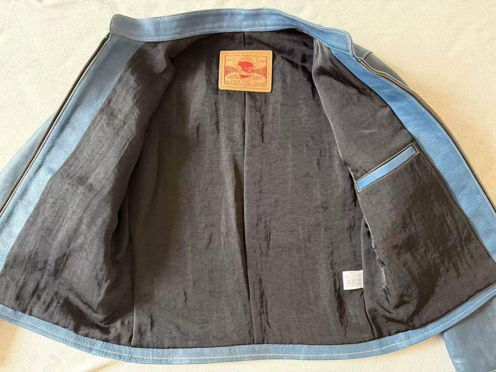 Other Tenjin Works JT01 Cobalt Blue Leather Jacket Size US XS / EU 42 / 0 - 6 Thumbnail