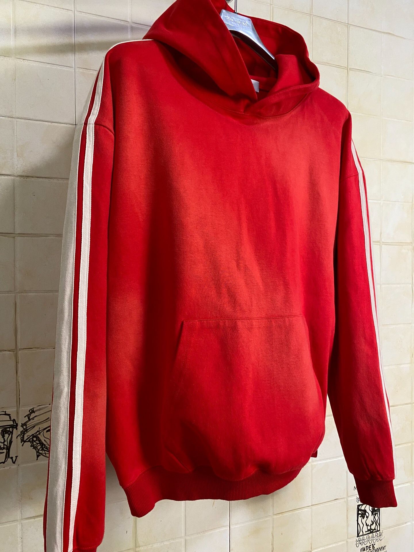 Vintage Red Striped Hoodie by Galliano Landor Size US L / EU 52-54 / 3 - 3 Thumbnail