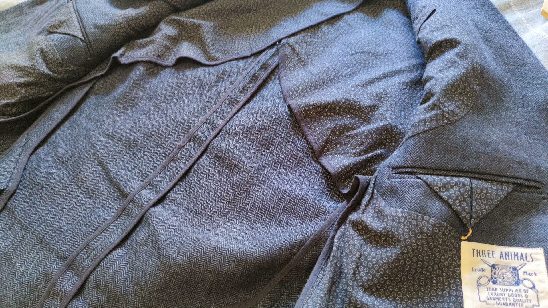 Other French Handcrafted Blue Houndstooth Suit for Men Size US M / EU 48-50 / 2 - 6 Thumbnail
