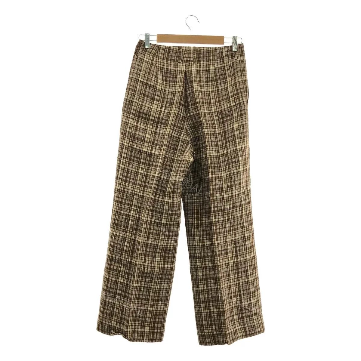 Auralee AURALEE Brown Linen Silk Plaid Pants Size US 26 / EU 42 - 2 Thumbnail