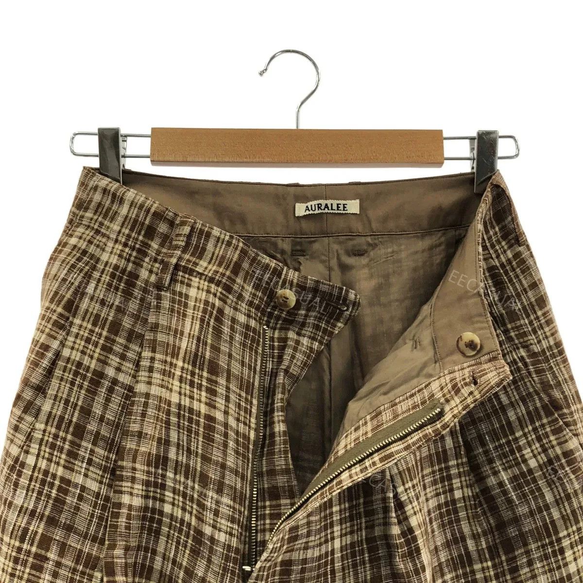 Auralee AURALEE Brown Linen Silk Plaid Pants Size US 26 / EU 42 - 5 Thumbnail