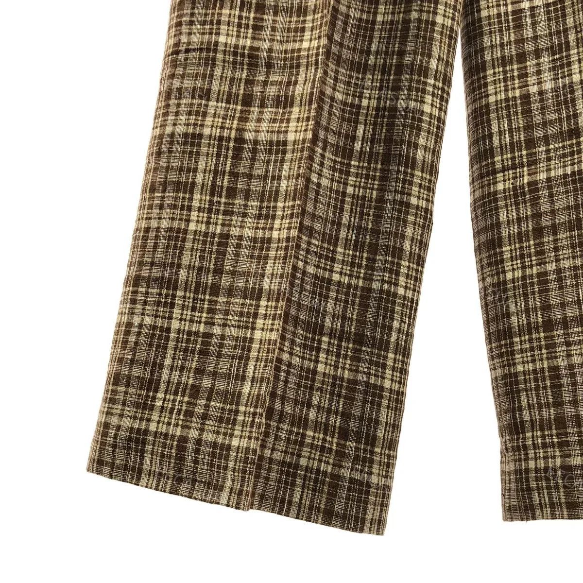 Auralee AURALEE Brown Linen Silk Plaid Pants Size US 26 / EU 42 - 4 Thumbnail
