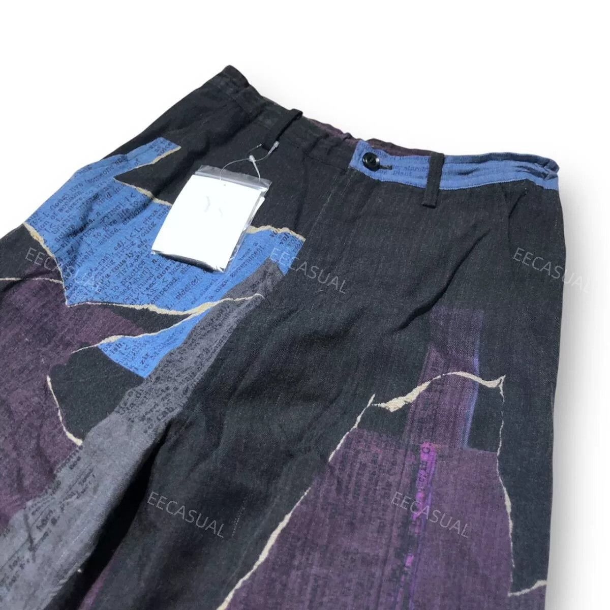Y's Y's Wool Collage Print Straight Pants Size 23" - 3 Thumbnail