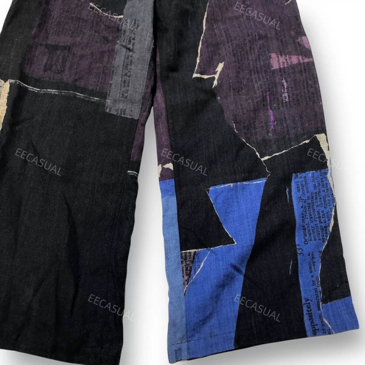 Y's Y's Wool Collage Print Straight Pants Size 23" - 4 Thumbnail