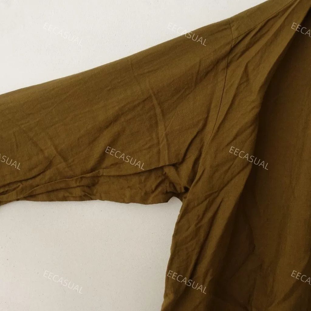 Pas de Calais Olive Green Plant-Dyed Shirt Dress Cardigan Size XS / US 0-2 / IT 36-38 - 4 Thumbnail