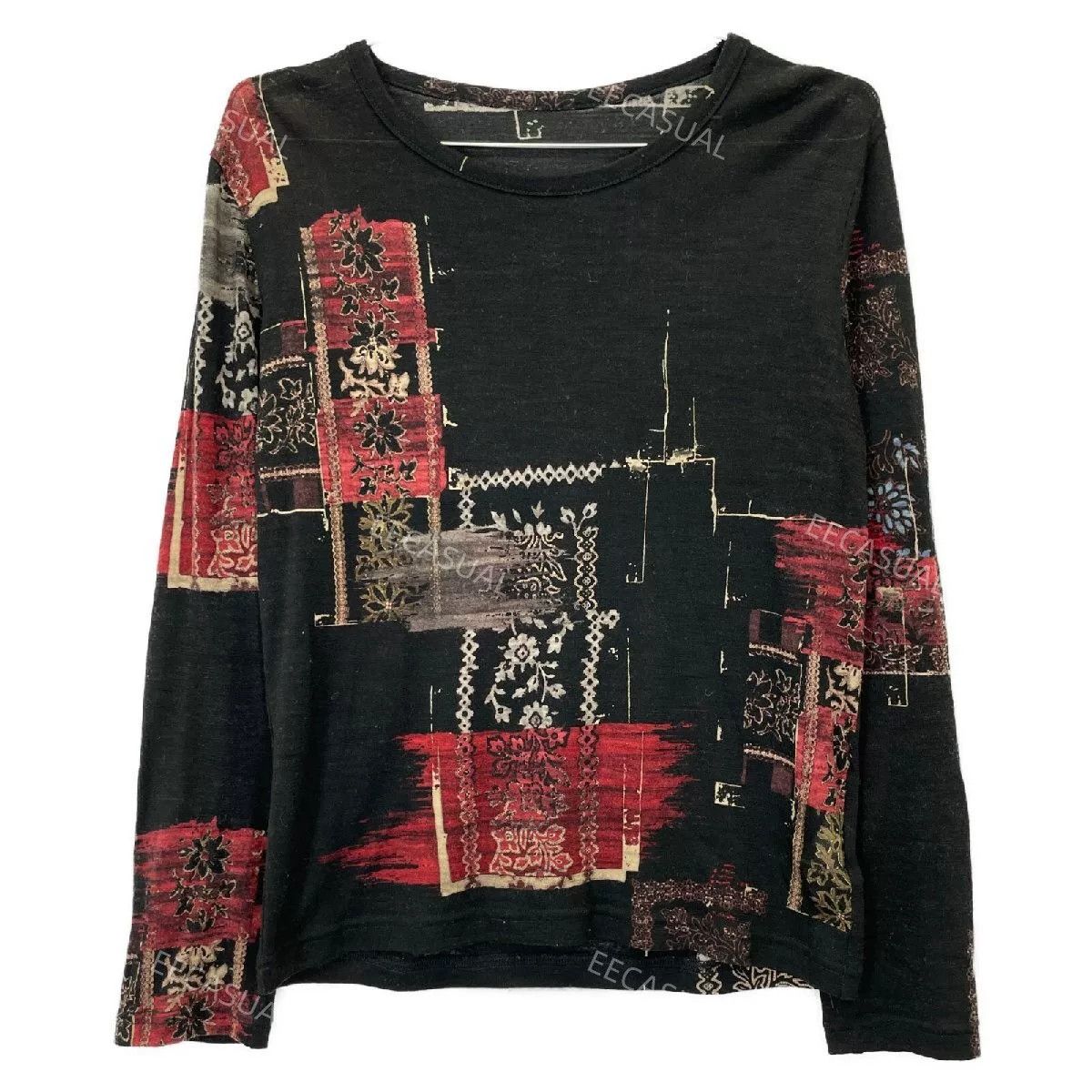 Y's Yohji Yamamoto Red Black Wool Top Size M / US 6-8 / IT 42-44 - 4 Thumbnail
