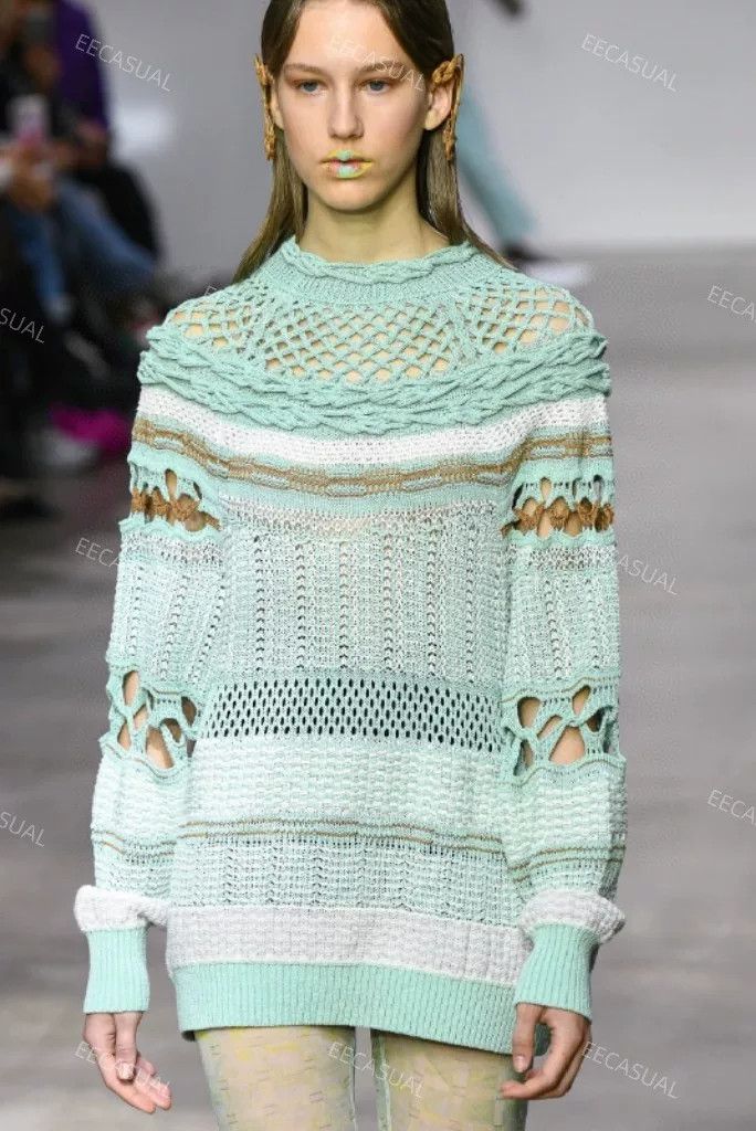 Other Mame Kurogouchi Mint Green Sweater Coat Size S / US 4 / IT 40 - 8 Thumbnail
