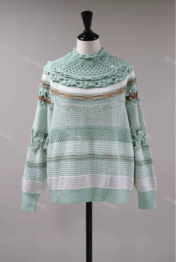 Other Mame Kurogouchi Mint Green Sweater Coat Size S / US 4 / IT 40 - 2 Thumbnail