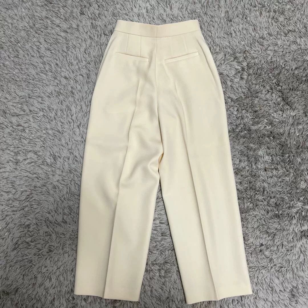 Other Enfold Beige Wide-Leg Wool Trousers Size 38" / US 16 / IT 52 - 2 Thumbnail