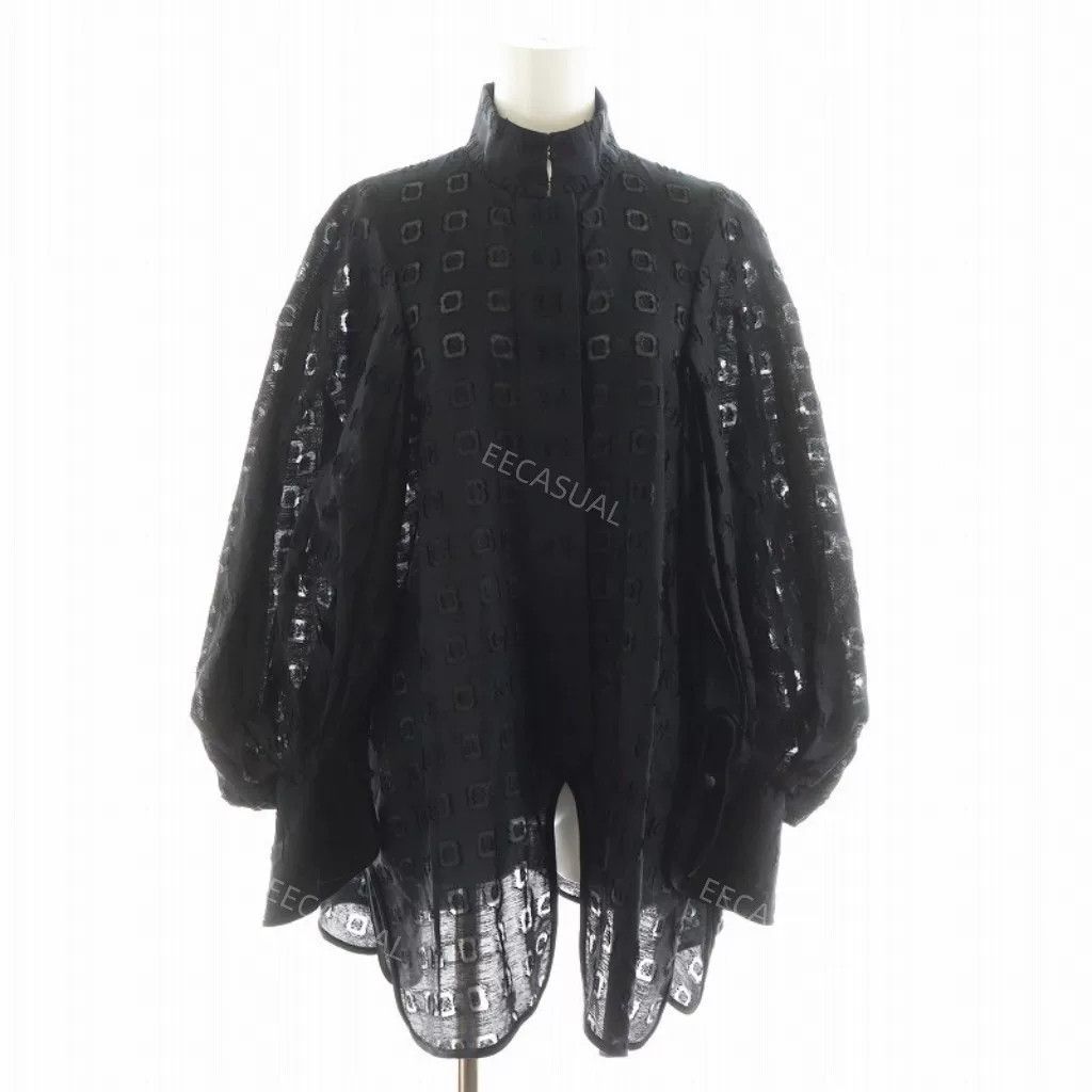Other Black Jacquard Lantern Sleeve Shirt Size M / US 6-8 / IT 42-44 - 2 Thumbnail