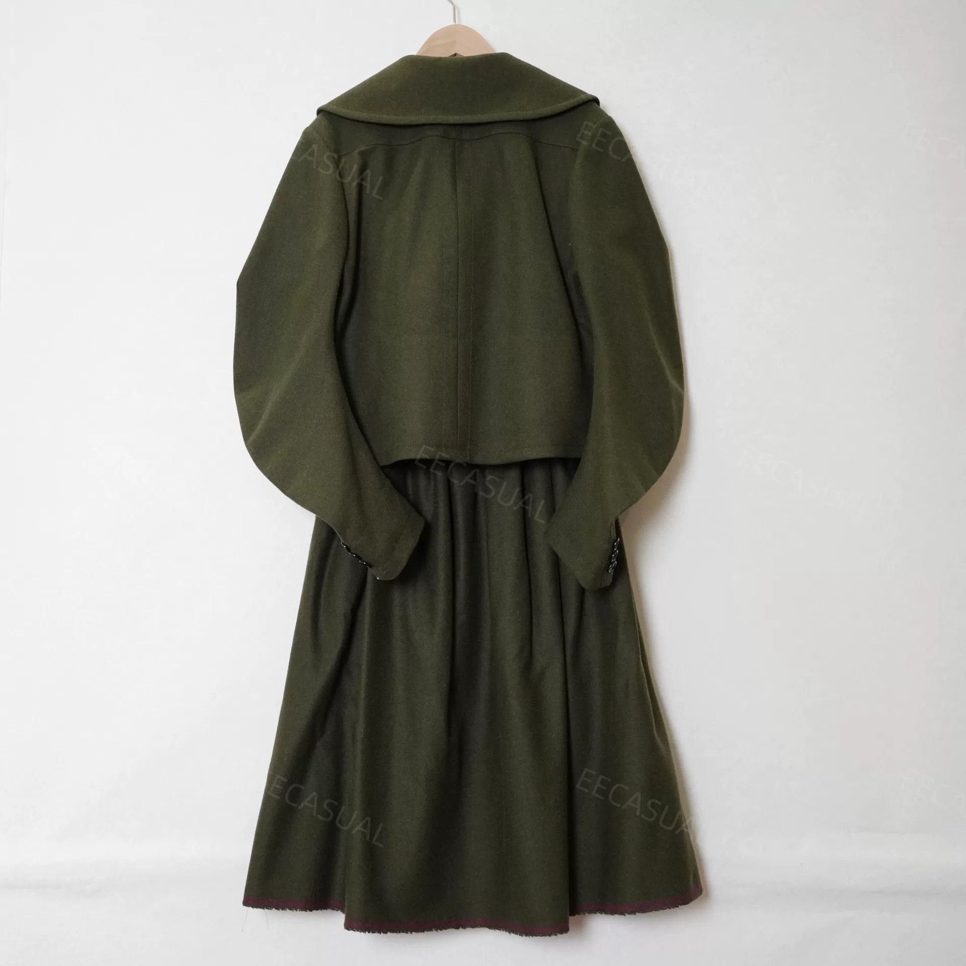 Comme des Garcons CDG Green Wool Midi Skirt Set Size 25" / US 0 / IT 36 - 5 Thumbnail