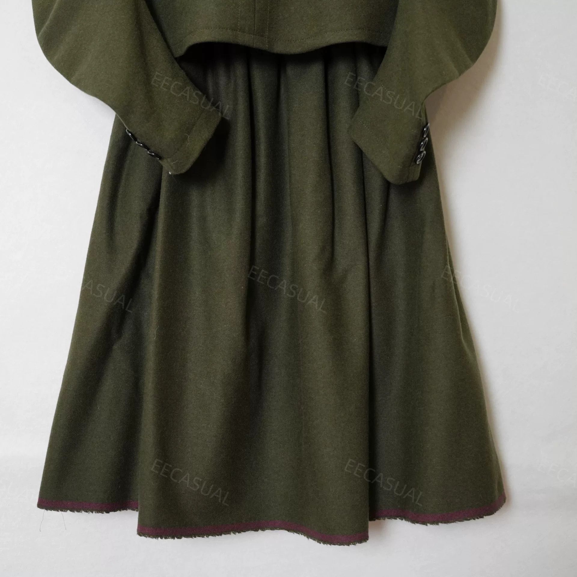 Comme des Garcons CDG Green Wool Midi Skirt Set Size 25" / US 0 / IT 36 - 6 Thumbnail