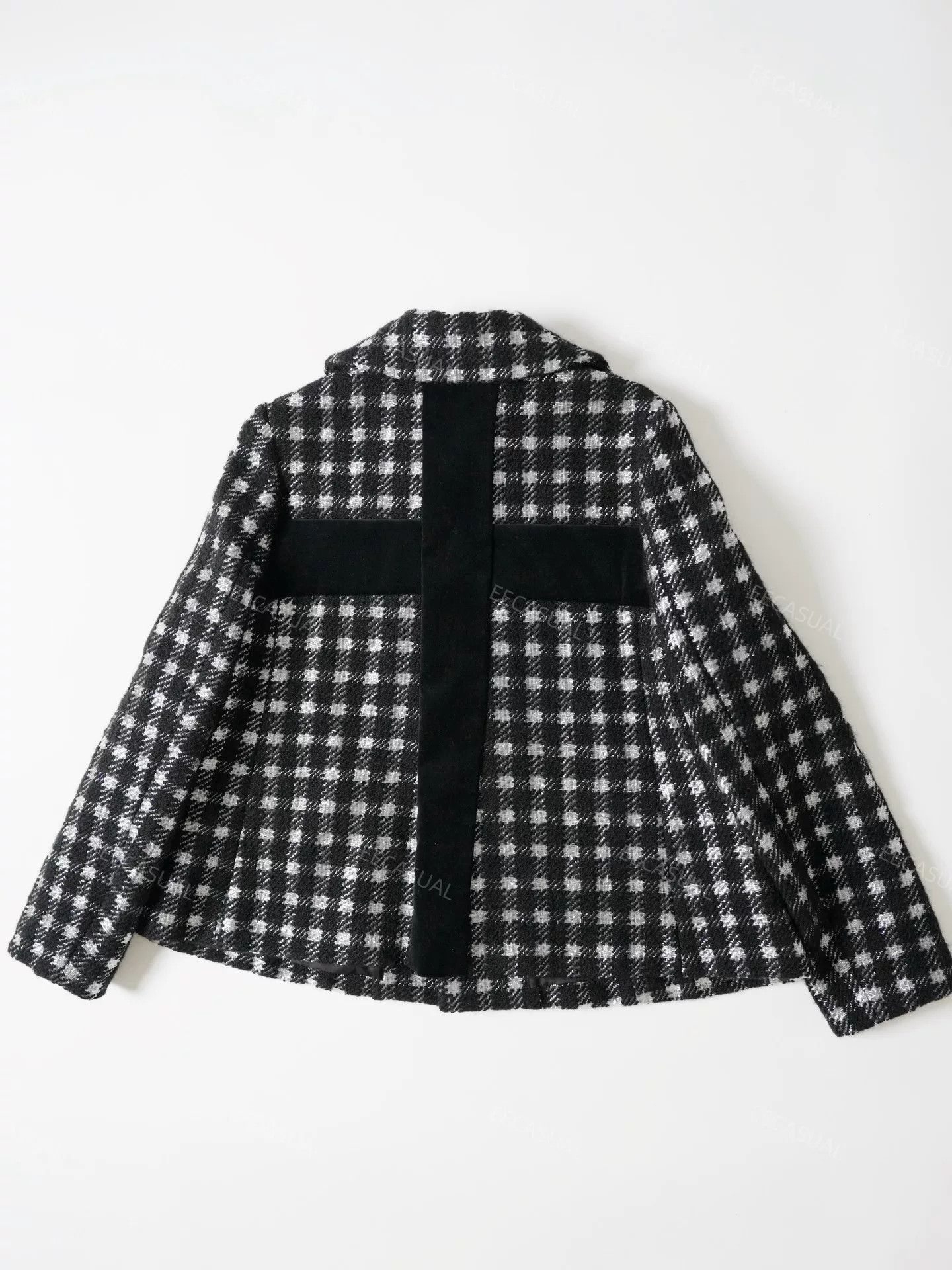 Comme des Garcons Black and White Plaid Wool Coat Size XS / US 0-2 / IT 36-38 - 6 Thumbnail