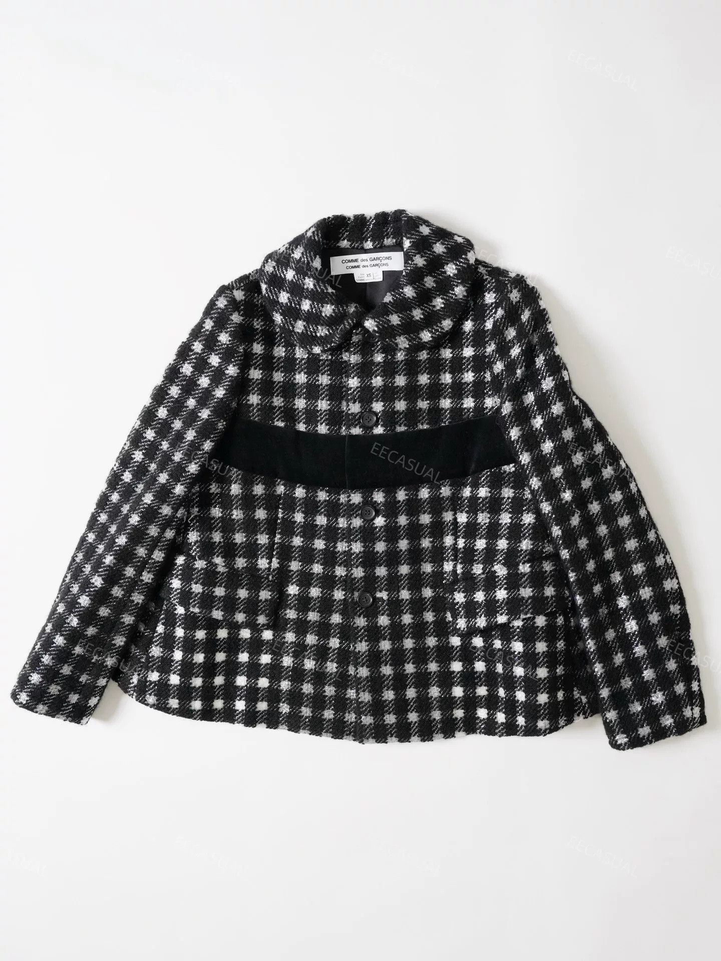 Comme des Garcons Black and White Plaid Wool Coat Size XS / US 0-2 / IT 36-38 - 5 Thumbnail