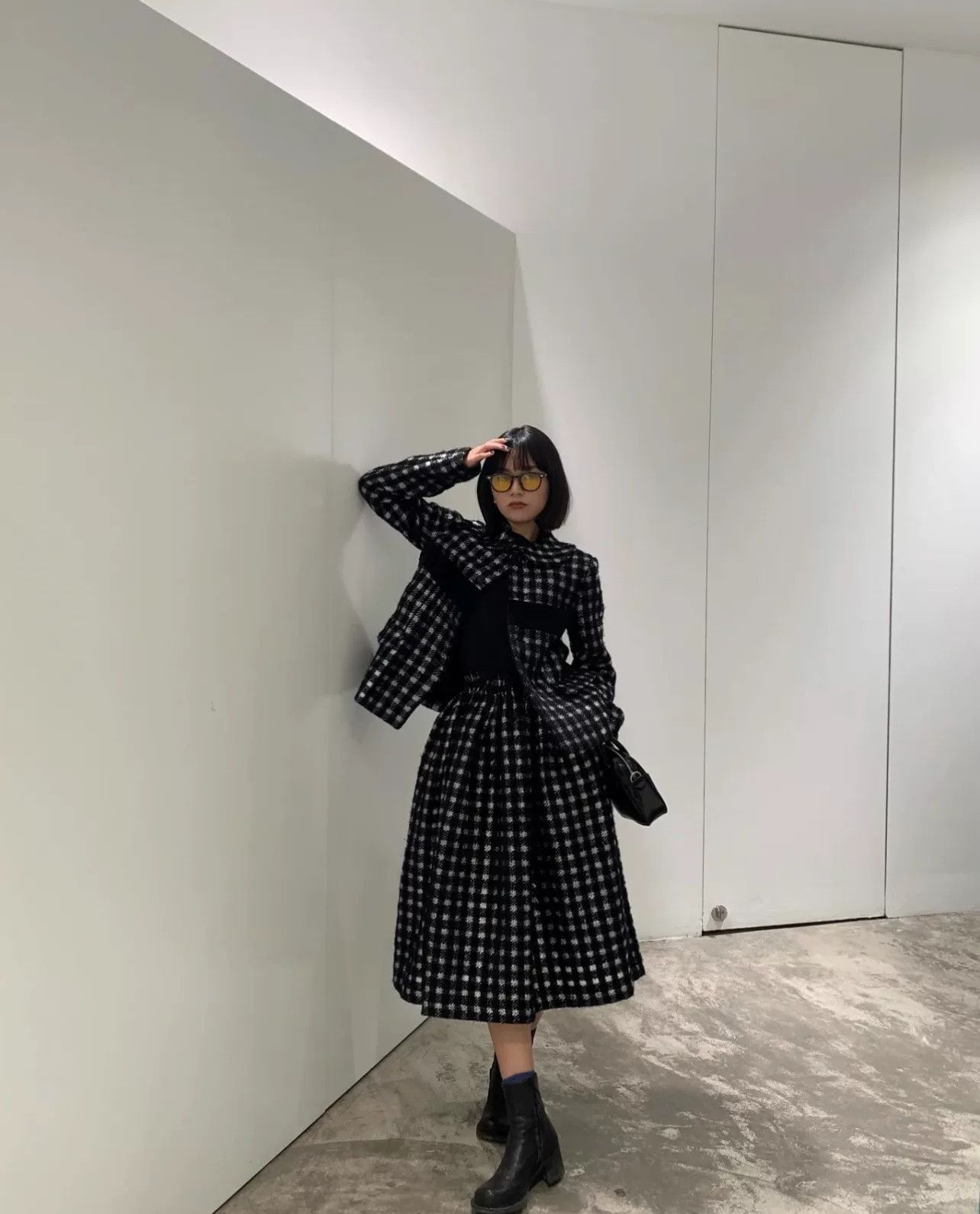 Comme des Garcons Black and White Plaid Wool Coat Size XS / US 0-2 / IT 36-38 - 3 Thumbnail