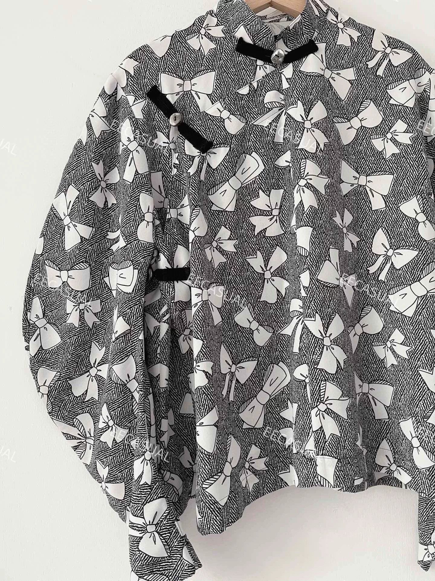 Comme des Garcons CDG Tricot Black White Bow Top Size XL / US 12-14 / IT 48-50 - 4 Thumbnail