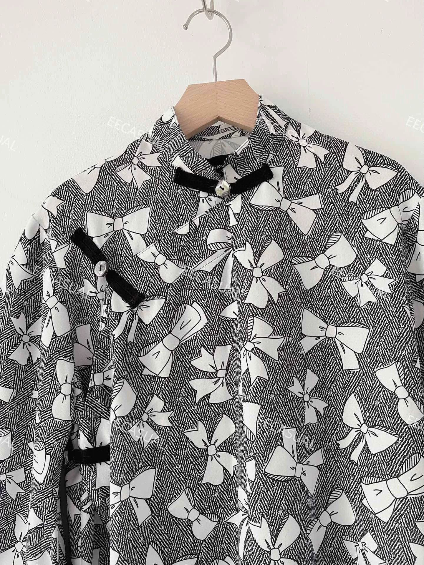 Comme des Garcons CDG Tricot Black White Bow Top Size XL / US 12-14 / IT 48-50 - 6 Thumbnail