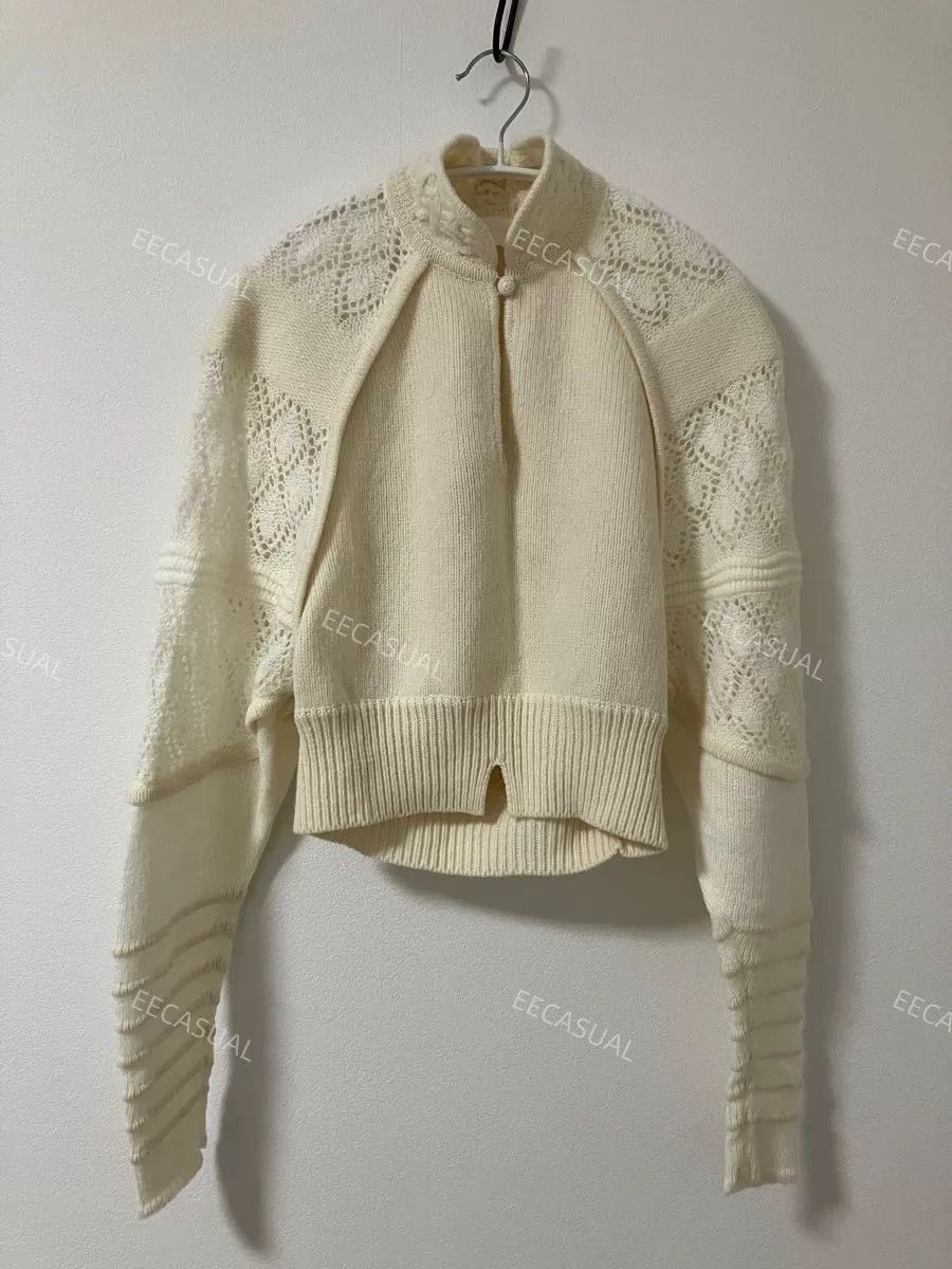 Other Mame Kurogouchi White High Neck Sweater Size M / US 6-8 / IT 42-44 - 5 Thumbnail