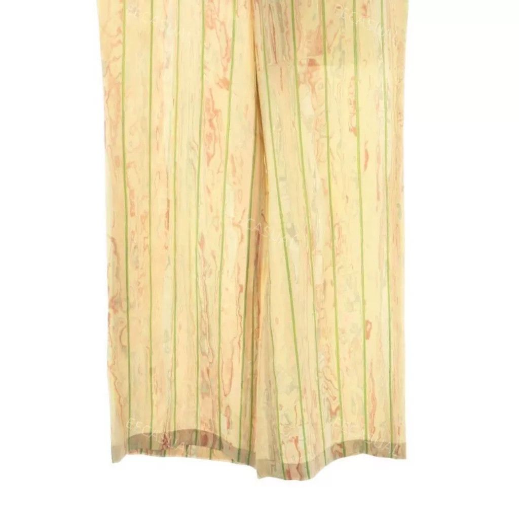 Other Beige Marble Pattern Silk Trousers Size 24" / US 00 / IT 34 - 4 Thumbnail